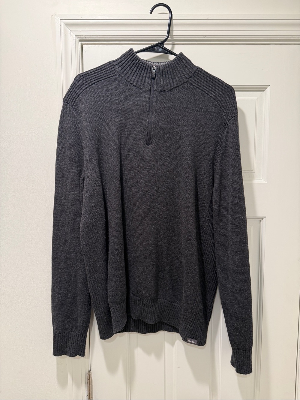 Eddie Bauer Dark Charcoal Zip-Neck Sweater